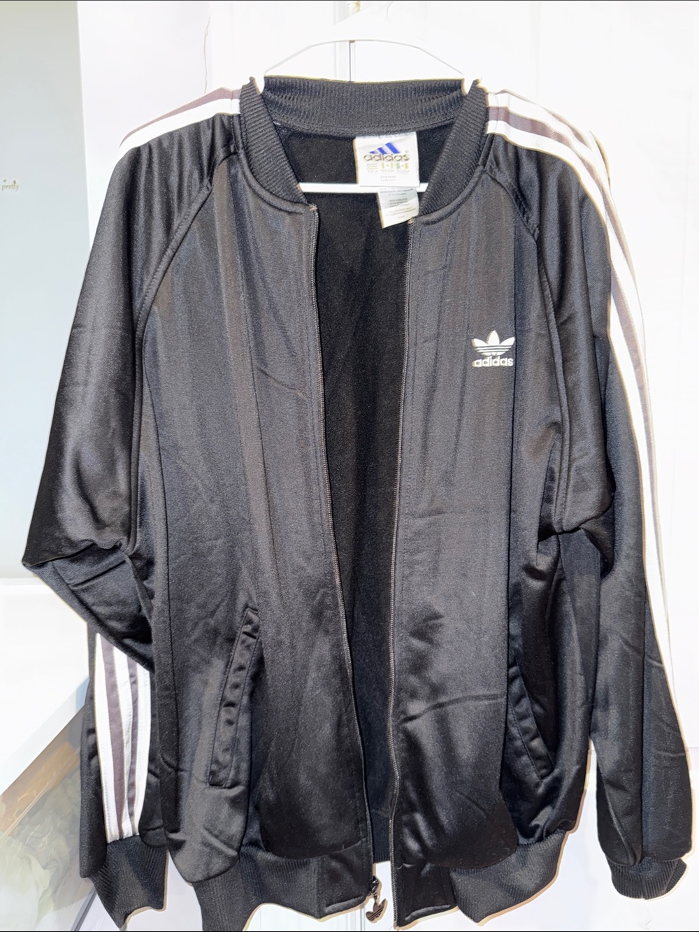 adidas Black Track Bomber Jacket with White Stripe Detail